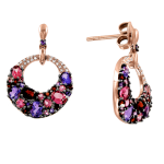 Stud earrings with amethyst, garnet, tourmaline and diamonds 