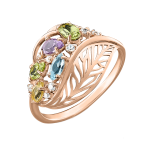 Women's ring with zirconia,topaz, chrysolite, amethyst and citrine 