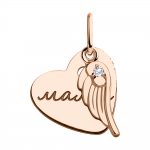 Pendant heart with zirconia and engraving 