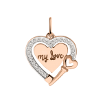 Pendant heart with zirconia with engraving 