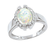 Women's ring with opal and zirconia 