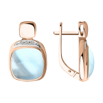 Earrings with diamonds and a doublet of topaz and mother of pearl 