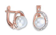 Earrings with pearl and zirconia 