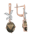 Earrings with RauchTopaz and zirconia 