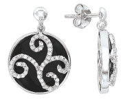 Stud earrings with onyx and zirconia 