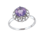 Ladies Ring with Amethyst and zirconia 