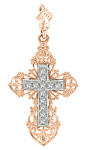 подвеска - крест из красного и белого золота 