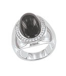 Women's ring with onyx and zirconia 