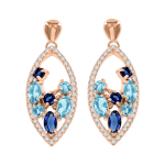 Studs earrings gold plated with topaz and zirconia 