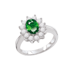 Women's ring with zirconia and emerald 