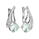 Earrings with green amethysts and zirconia 