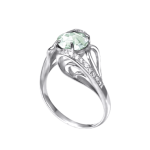 Women's ring with green amethyst and zirconia 