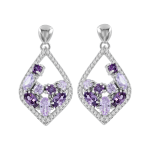 Studs earrings rhodium plated with amethyst 
