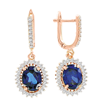 Earrings with sapphire and zirconia 