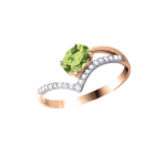 Women's ring with chrysolith and zirconia 