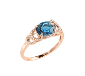 Кольцо с топазом London Blue и бриллиантами 
