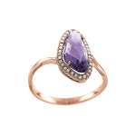 Women's ring with amethyst and diamonds 