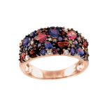 Women's ring with amethyst, garnet, tourmaline and brilliant 