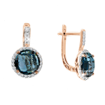 Earrings with diamonds and London Blue Topaz 