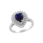 Ladies ring with sapphire and zirconia 