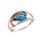 Кольцо с бриллиантами и топазом London blue 