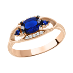 Women's ring with sapphires and zirconia 