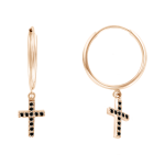 Серьги-кресты с черными фианитами 