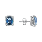 Stud earrings with London blue topaz and zirconia 