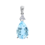 Pendant with sky-blue topaz and zirconia 