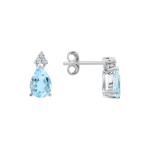 Stud earrings with sky-blue topaz and zirconia 