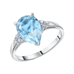 Women’s ring with sky-blue topaz and zirconia 