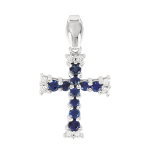 Подвеска - крест с бриллиантами и сапфирами 
