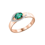 Women's ring with emerald and diamonds 