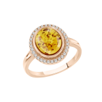 Gilded women's ring with zirconia and amber 