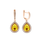 Gilded earrings with amber and zirconia 