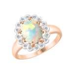 Women's ring with opal and diamonds 