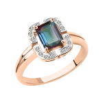 Women's ring with alexandrite and diamonds 