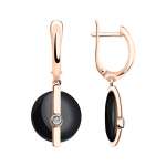 Earrings with diamonds and black ceramic inserts 