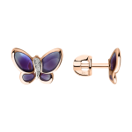 Серьги - пуссеты "Бабочки" с бриллиантами 