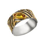 Women's ring with amber and gilding 
