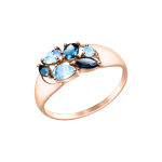 Women's ring with London Blue topaz and zirconia 