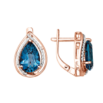 Earrings with London Blue Topaz and zirconia 