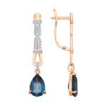 Earrings with London topaz and zirconia 