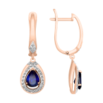 Earrings with sapphires and zirconia 