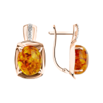 Earrings with amber and zirconia 