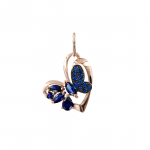 Pendant heart and butterfly with sapphire 