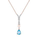 Necklace with blue topaz and zirconia 