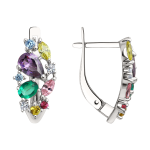 Ohrringe mit Amethyst, Zirkonia, London Blue Topas 