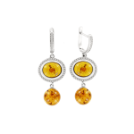 Earrings with zirconia and amber 