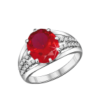 Женское кольцо с рубином и фианитами 